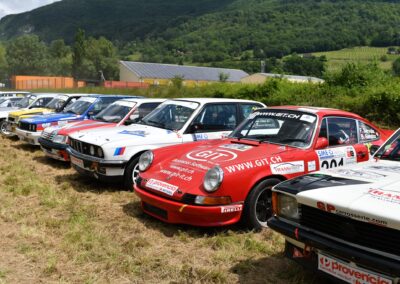 Porsche 911 Carrera RS la Mémé n° 201, Frank Servais / Bernard Sandoz, Rallye du Pays de Seyssel 2024