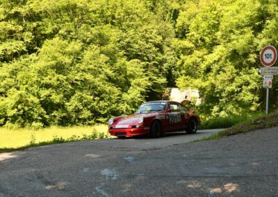 Porsche 911 Carrera RS la Mémé n° 201, Frank Servais / Bernard Sandoz, Rallye du Pays de Seyssel 2024