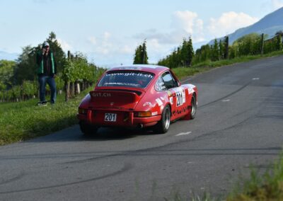 Porsche 911 Carrera RS la Mémé n° 201, Frank Servais / Bernard Sandoz, Rallye du Pays de Seyssel 2024