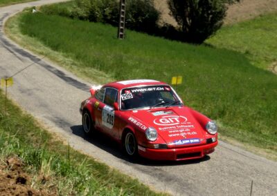 Porsche 911 Carrera RS la Mémé n° 209, Frank Servais / Bernard Sandoz, Rallye de la Drôme 2024